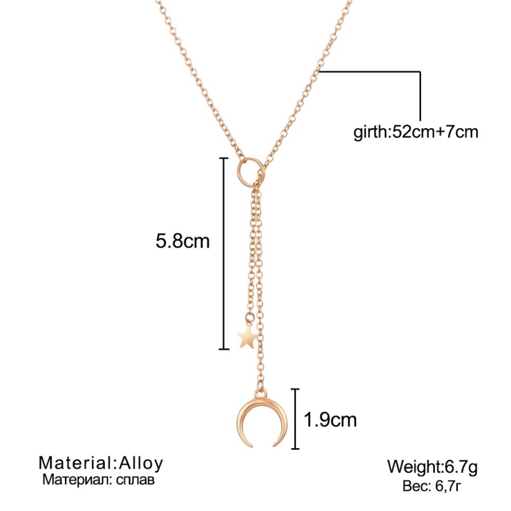 ‼️3/$30 Boho Lariat Star Moon Dainty Gold Necklace - Picture 3 of 5